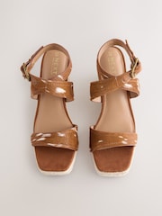 Brown Forever Comfort® Leather Crossover Wedges - Image 6 of 9