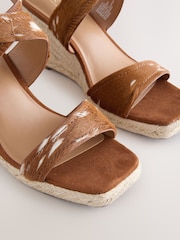 Brown Forever Comfort® Leather Crossover Wedges - Image 8 of 9