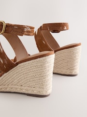Brown Forever Comfort® Leather Crossover Wedges - Image 9 of 9