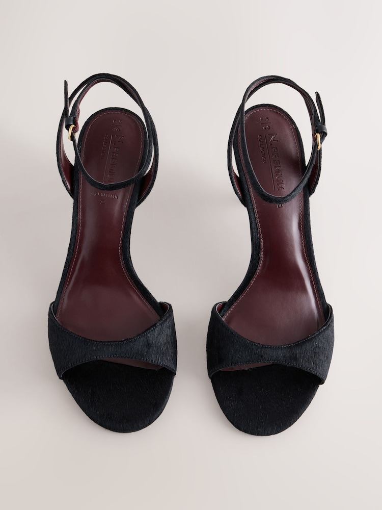 Black Pony Hair N.Premium Round Toe Heeled Sandals - Image 2 of 5 Black Pony Hair N.Premium Round Toe Heeled Sandals - Image 2 of 5