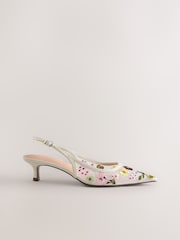 Bone Forever Comfort® Embroidered Mesh Slingback Heels - Image 1 of 8