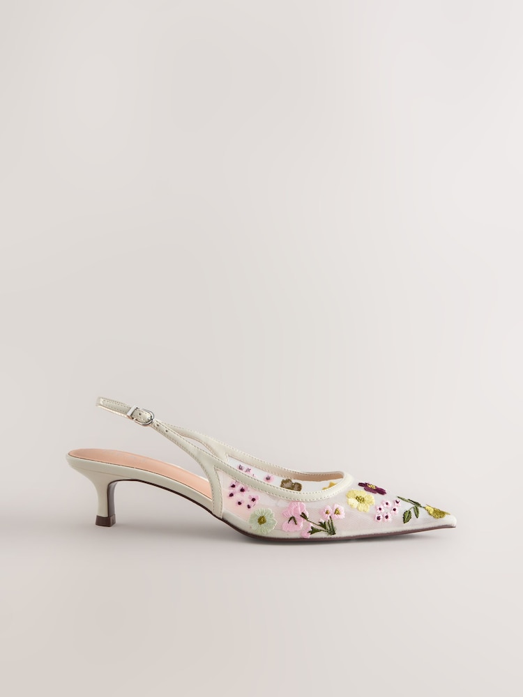 Bone Forever Comfort® Embroidered Mesh Slingback Heels - Image 1 of 8