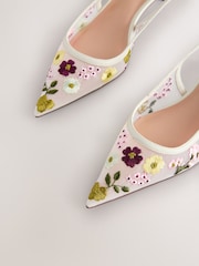 Bone Forever Comfort® Embroidered Mesh Slingback Heels - Image 4 of 8