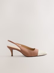 Taupe Brown Forever Comfort® Toecap Slingback Heels - Image 1 of 9