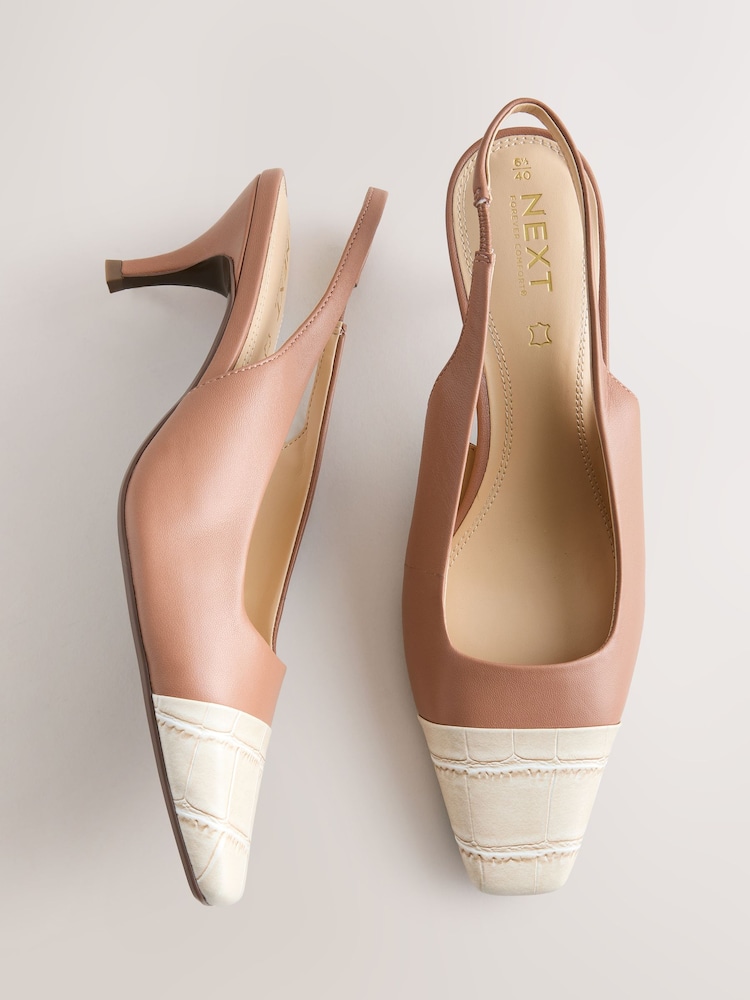 Taupe Brown Forever Comfort® Toecap Slingback Heels - Image 2 of 9 Taupe Brown Forever Comfort® Toecap Slingback Heels - Image 2 of 9