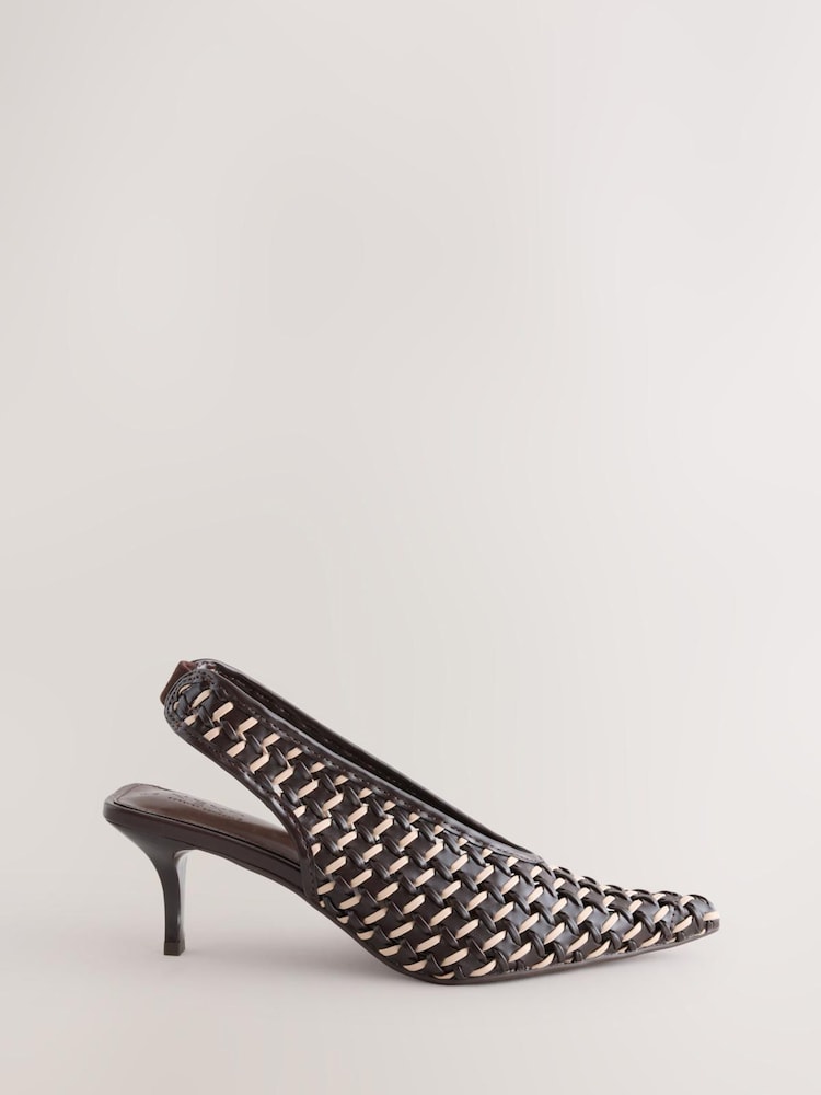 Maro Ciocolată - Forever Comfort® Weave Slingback Heels - Imaginea 1 din 5