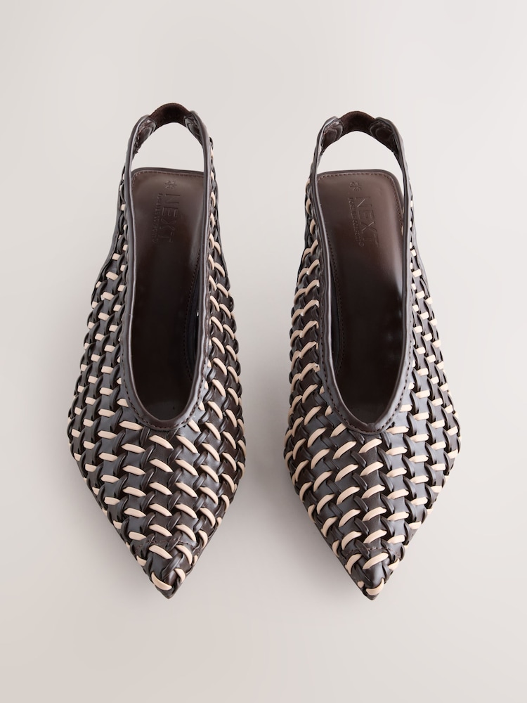 Maro Ciocolată - Forever Comfort® Weave Slingback Heels - Imaginea 2 din 5