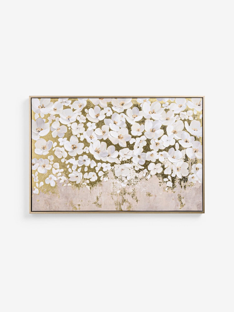 Lipsy Gold Cream Floral Wall Art - Image 6 of 6