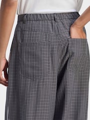 adidas Originals Grey/Black Checks Wide Leg Trousers - Image 5 of 6