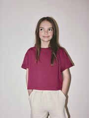 The Set 5 Pack Cropped Oversized T-Shirt Pink/Purple/White - Image 1 of 13