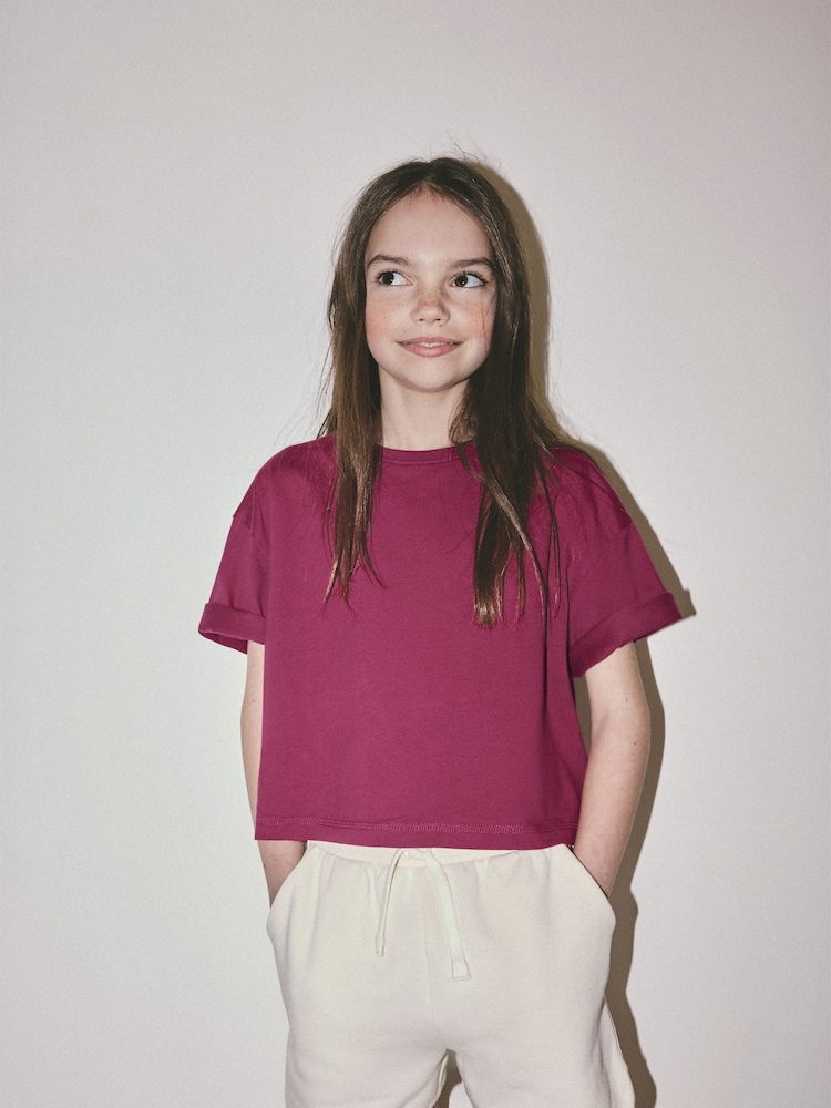 The Set 5 Pack Cropped Oversized T-Shirt Pink/Purple/White - Image 1 of 13