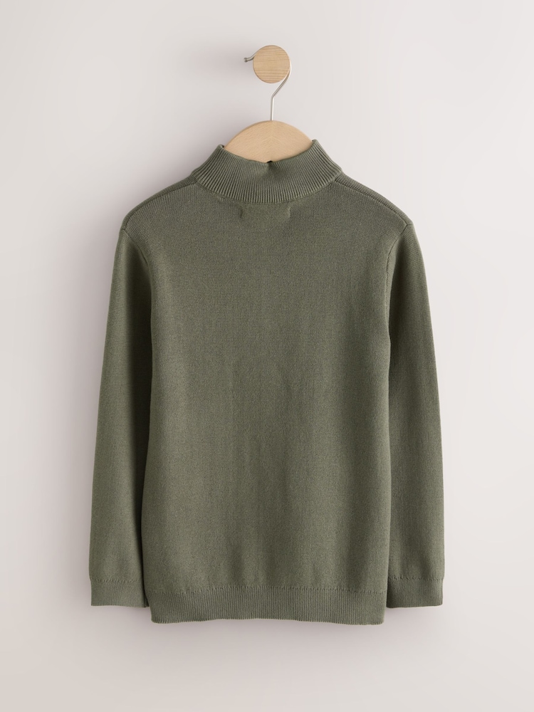 Khaki Green Quarter Zip Jumper (3-16yrs) - Image 2 of 4 Khaki Green Quarter Zip Jumper (3-16yrs) - Image 2 of 4