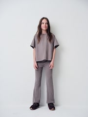 The Set 2 Pack Washed Jersey Short Sleeve T-Shirts and Rib Kickflare Leggings Pink - Image 1 of 6