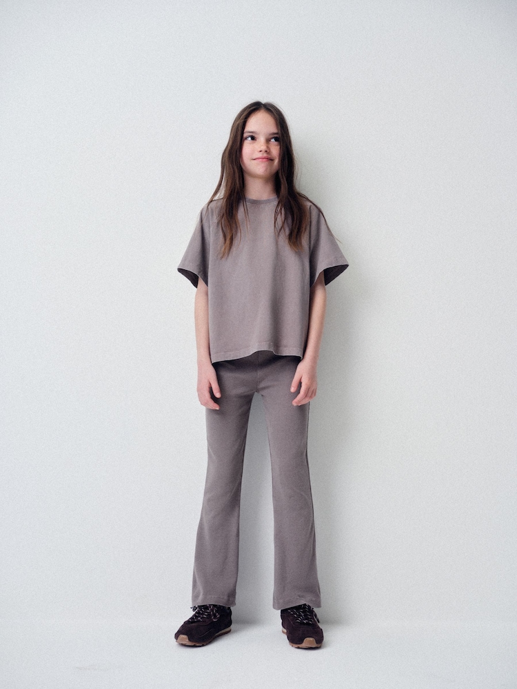 The Set 2 Pack Washed Jersey Short Sleeve T-Shirts and Rib Kickflare Leggings Pink - Image 1 of 6