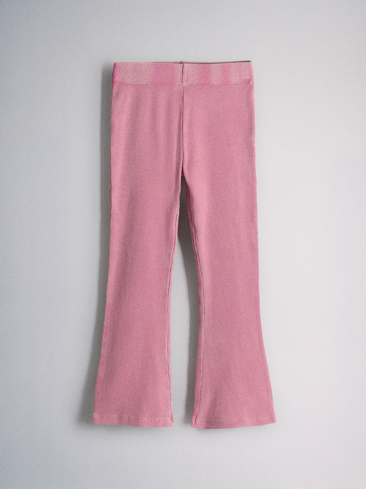 The Set 2 Pack Washed Jersey Short Sleeve T-Shirts and Rib Kickflare Leggings Pink - Image 6 of 6