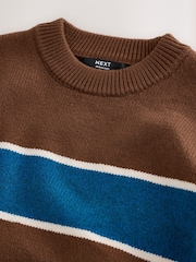 Blue/Brown Stripe Knitted Crew Neck Jumper (3-16yrs) - Image 3 of 4