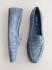 Blue Forever Comfort® Suede Leather Ruched Loafers - Image 1 of 10