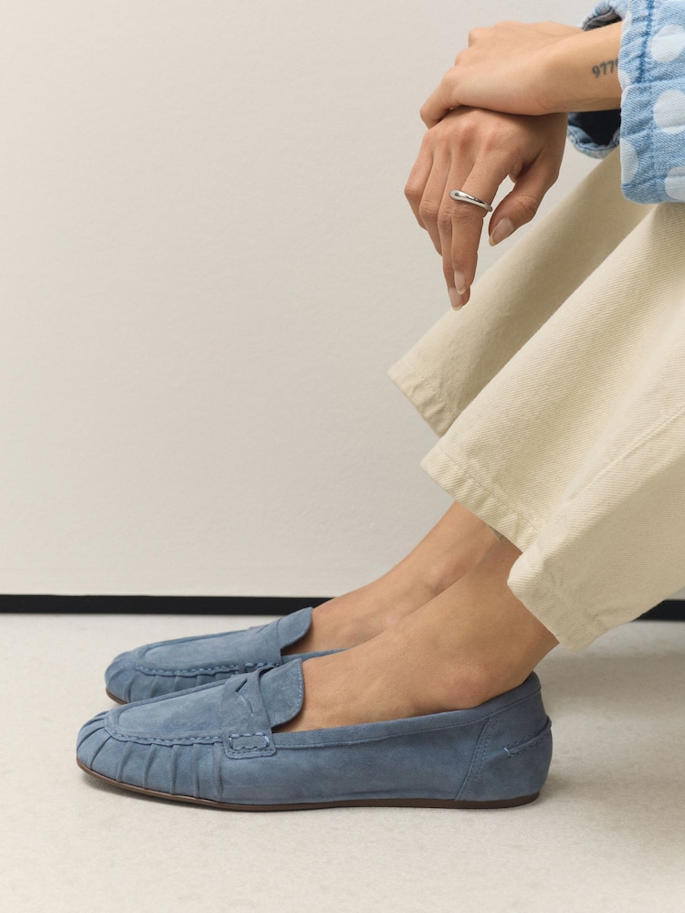 Blue Forever Comfort® Suede Leather Ruched Loafers - Image 10 of 10
