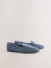 Blue Forever Comfort® Suede Leather Ruched Loafers - Image 2 of 10