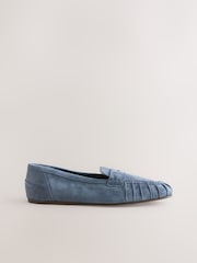 Blue Forever Comfort® Suede Leather Ruched Loafers - Image 3 of 10