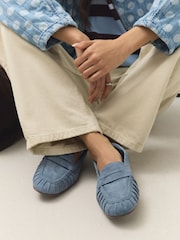 Blue Forever Comfort® Suede Leather Ruched Loafers - Image 7 of 10