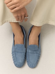 Blue Forever Comfort® Suede Leather Ruched Loafers - Image 8 of 10