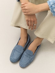 Blue Forever Comfort® Suede Leather Ruched Loafers - Image 9 of 10