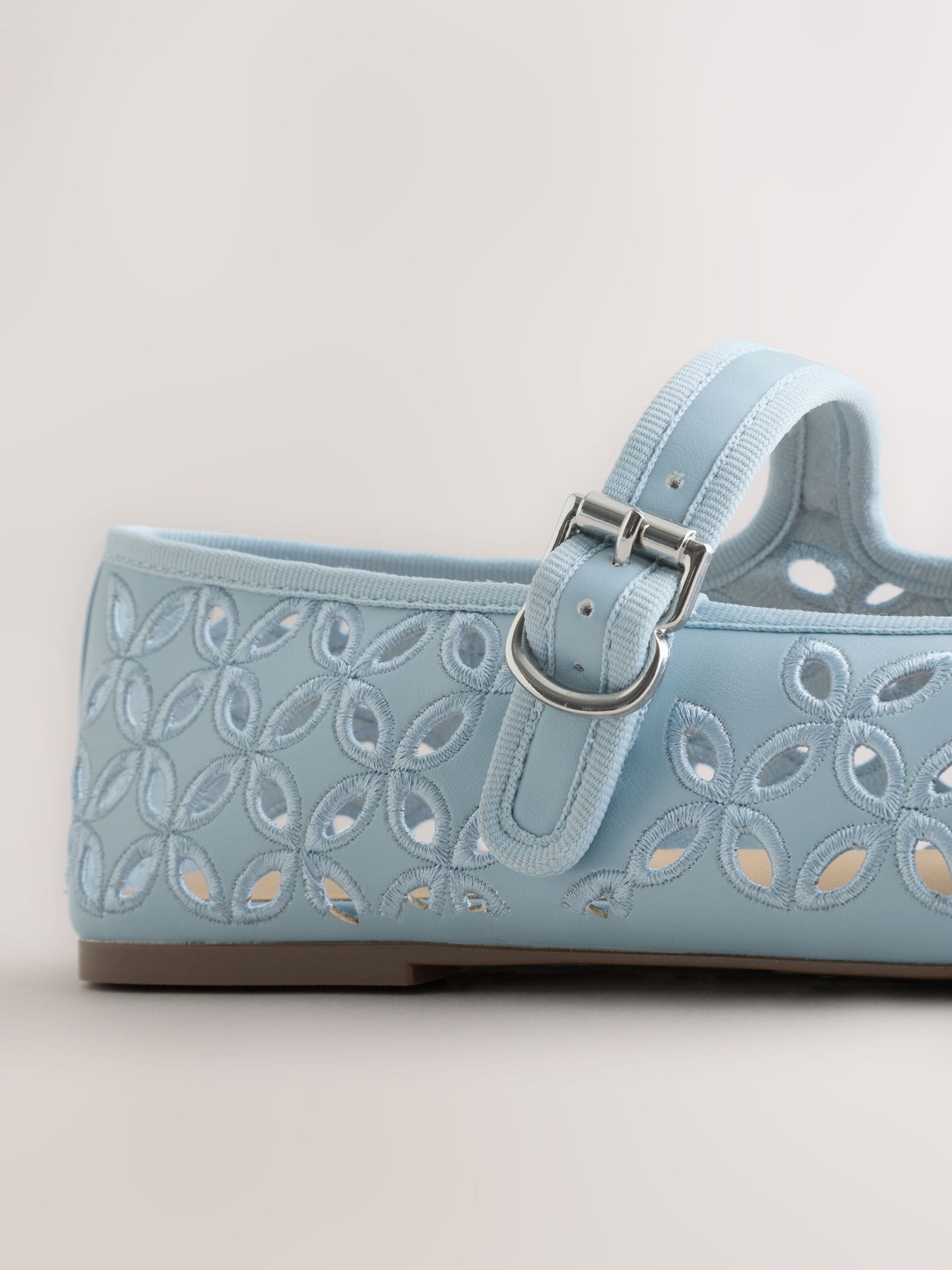 Buy Blue Standard Fit Forever Comfort® Broderie Mary Janes Shoes