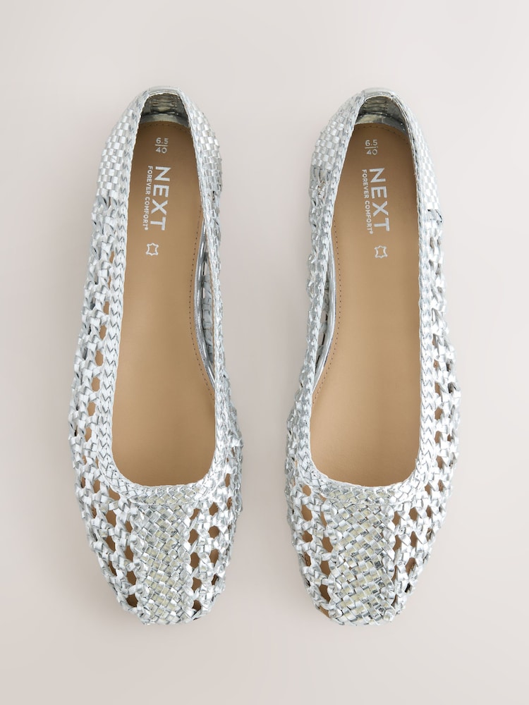 Plateado - Forever Comfort® Leather Woven Upper Shoes - Imagen 1 de 4
