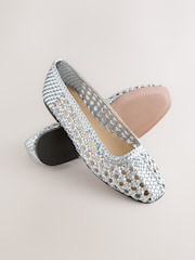 Plateado - Forever Comfort® Leather Woven Upper Shoes - Imagen 4 de 4