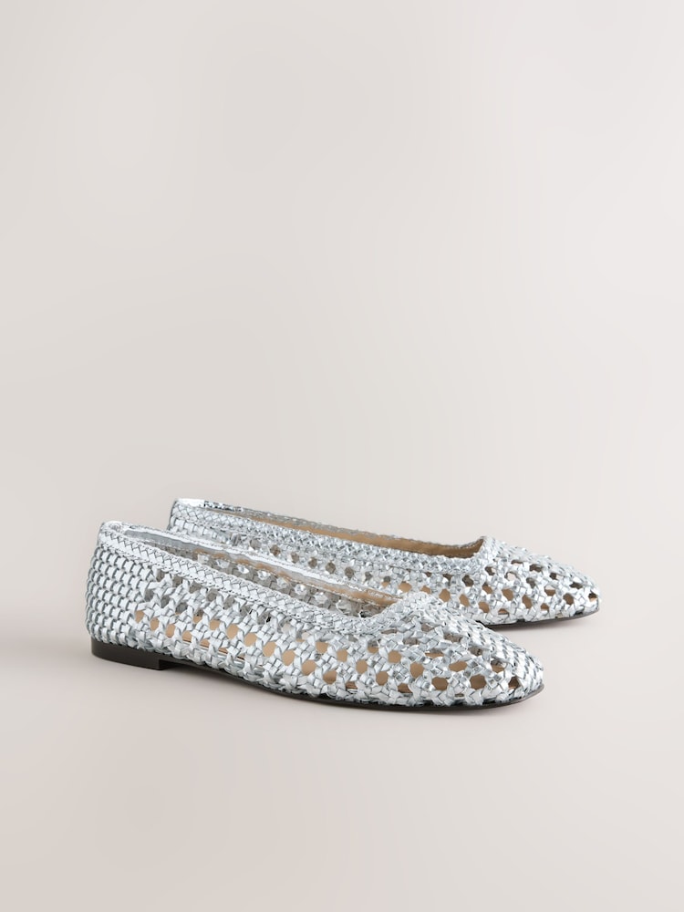 Sudrabs - Forever Comfort® Leather Woven Upper Shoes - Attēls 5 no 5