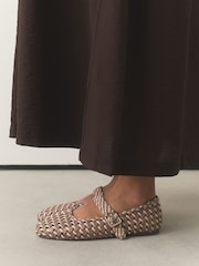 Camel Forever Comfort® Weave Mary Jane Flats - Image 3 of 8