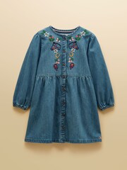 Joules Girls' Blair Denim Denim Embroidered Dress - Image 1 of 5