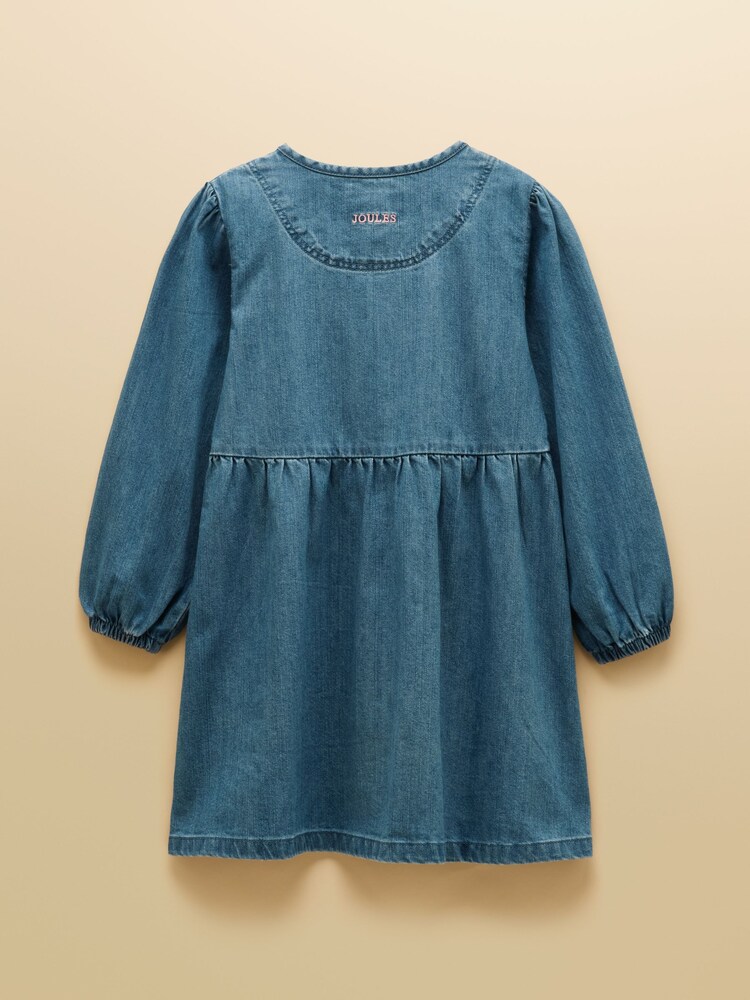 Joules Girls' Blair Denim Denim Embroidered Dress - Image 2 of 5 Joules Girls' Blair Denim Denim Embroidered Dress - Image 2 of 5