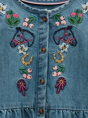 Joules Girls' Blair Denim Denim Embroidered Dress - Image 3 of 5
