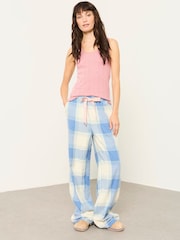 FatFace Lola Blue Large Check Wide Leg Pyjama Bottoms - Image 3 of 7