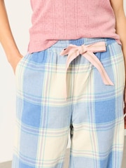 FatFace Lola Blue Large Check Wide Leg Pyjama Bottoms - Image 5 of 7