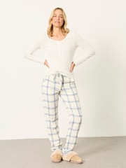 FatFace Eva Ivory Windowpane Check Pyjama Bottoms - Image 1 of 6