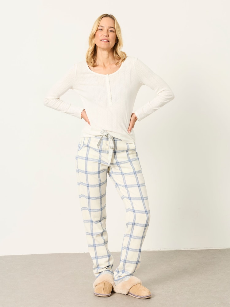 FatFace Eva Ivory Windowpane Check Pyjama Bottoms - Image 1 of 6 FatFace Eva Ivory Windowpane Check Pyjama Bottoms - Image 1 of 6