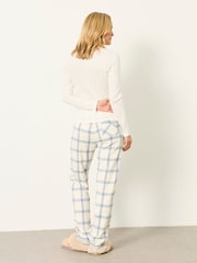 FatFace Eva Ivory Windowpane Check Pyjama Bottoms - Image 2 of 6