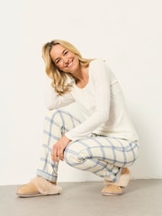 FatFace Eva Ivory Windowpane Check Pyjama Bottoms - Image 5 of 6