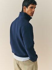 Nothing Ordinary Navy Compact Quarter Zip Sweatshirt With Patch Pocket - Image 3 of 5