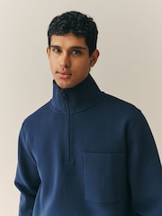 Nothing Ordinary Navy Compact Quarter Zip Sweatshirt With Patch Pocket - Image 4 of 5