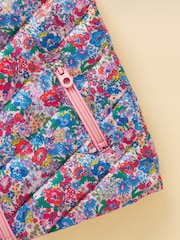 Joules Girls' Crofton Pink Ditsy Showerproof Padded Gilet - Image 3 of 5