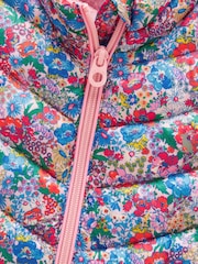 Joules Girls' Crofton Pink Ditsy Showerproof Padded Gilet - Image 4 of 5
