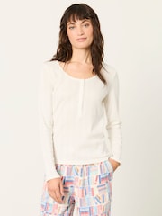 FatFace Hattie Ivory Henley Pointelle Top - Image 1 of 6