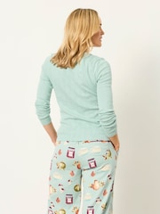 FatFace Hattie Light Green Henley Pointelle Top - Image 2 of 6