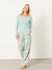 FatFace Hattie Light Green Henley Pointelle Top - Image 4 of 6