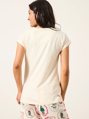 FatFace Shelter Natalie Ivory Christmas Mouse Pyjama Top - Image 2 of 6