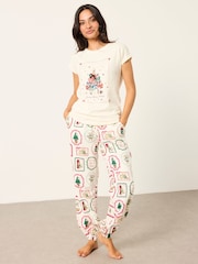 FatFace Shelter Natalie Ivory Christmas Mouse Pyjama Top - Image 4 of 6